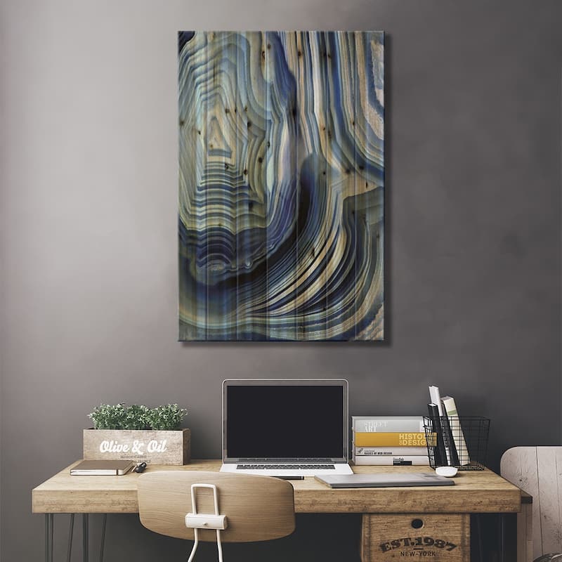 Agate Indigo I Print On Wood by Danielle Carson - Multi-Color