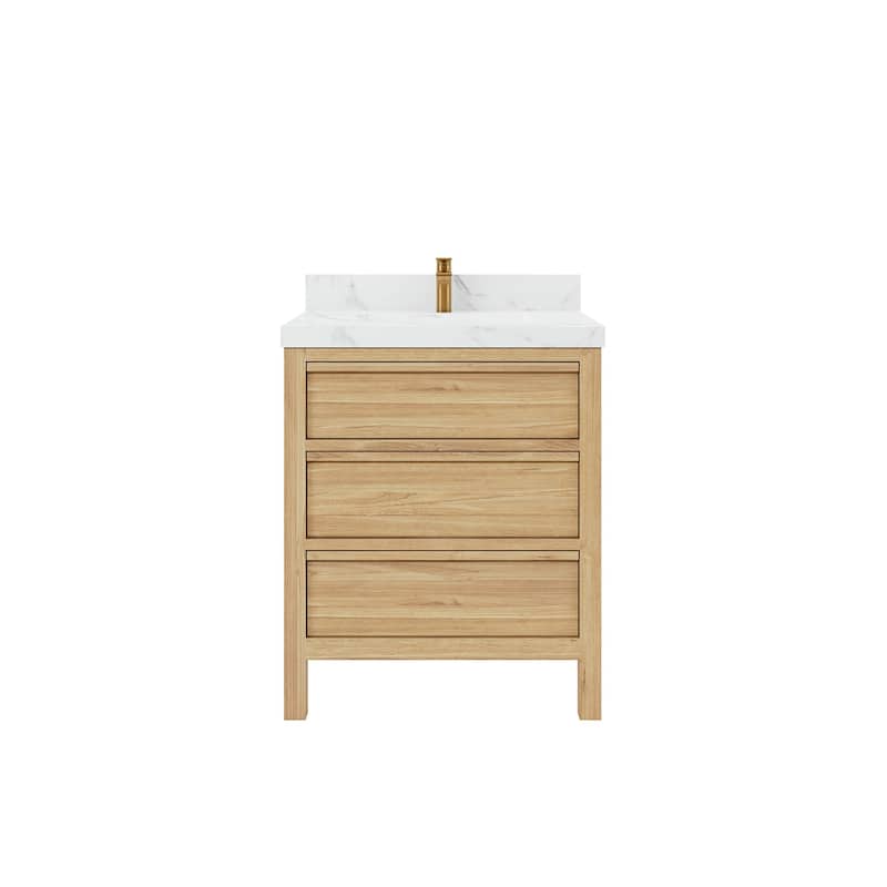 Willow Collections 30 in. W x 22 in. D Elizabeth Solid Teak Wodd Single Sink Bathroom Vanity with Countertop