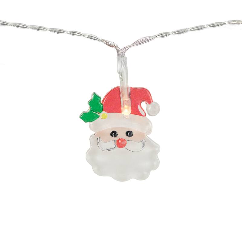10-Count LED Santa Claus Micro Christmas Light Set 4.5ft, Clear Wire