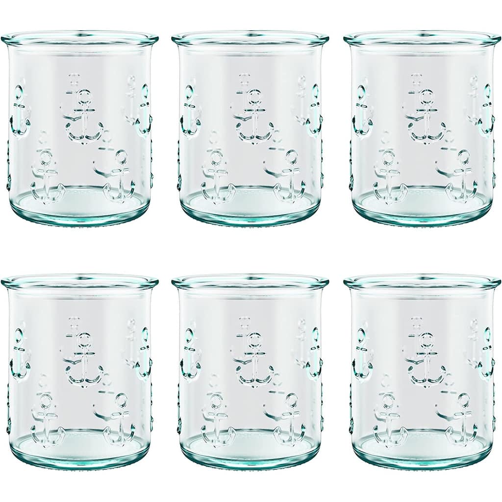 Amici Home Set of 6 Italian Recycled Anchor DOF Drinking Glasses - 12 Oz