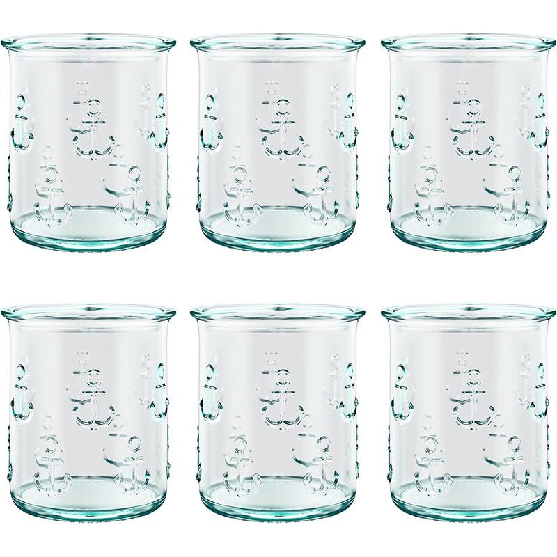 Amici Home Set of 6 Italian Recycled Anchor DOF Drinking Glasses - 12 Oz - 12 Oz