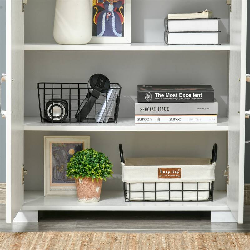 Industrial Kitchen Pantry Cabinet w/ 4 Door Cupboard & Storage Shelves