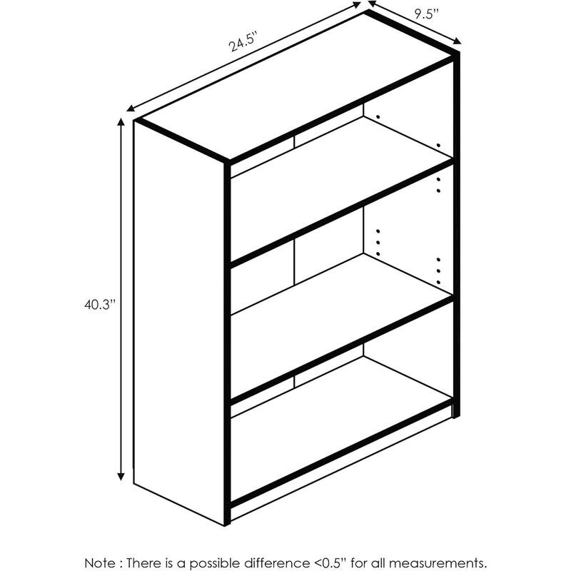 40.3 in. Tall French Oak Gray Wood 3-Shelf Bookcase