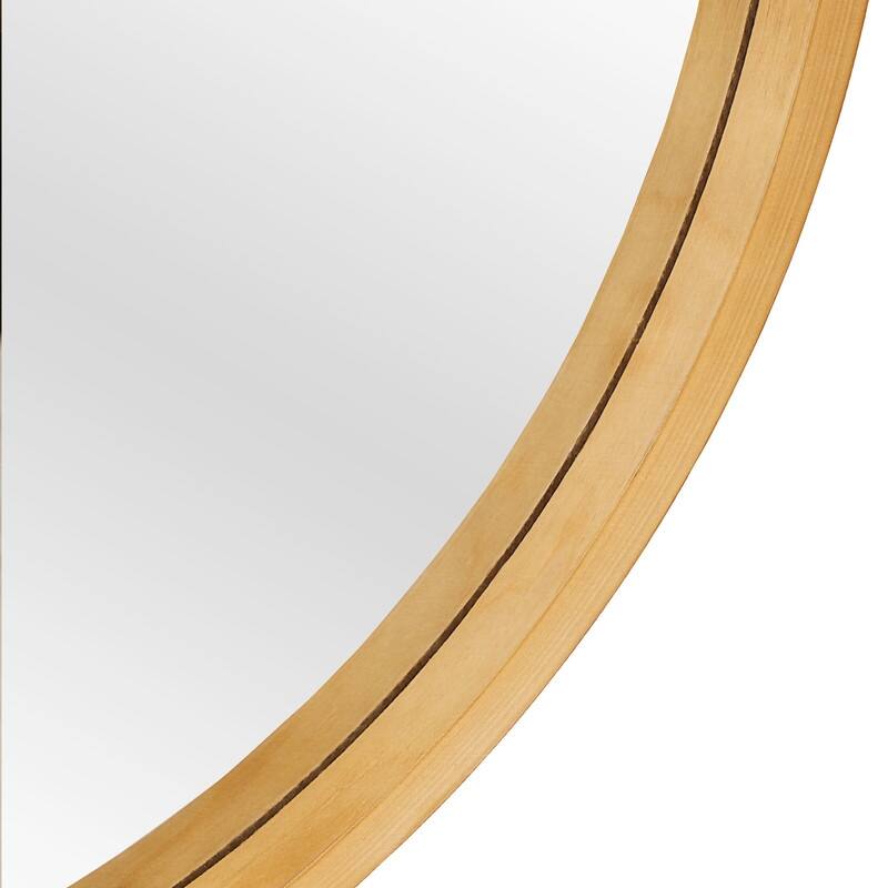 Classic Wooden Frame Farmhouse Round Wall Mirror