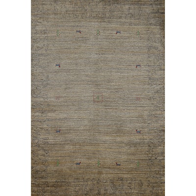 Gabbeh Indian Area Rug Hand-Knotted Oriental Brown Wool Carpet - 5'4" x 7'7"