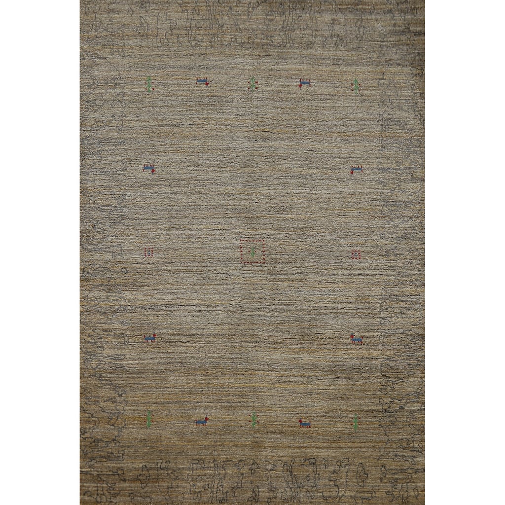 Gabbeh Indian Area Rug Hand-Knotted Oriental Brown Wool Carpet - 5'4" x 7'7"