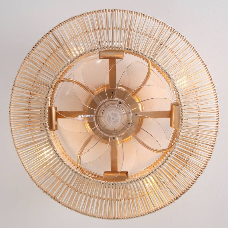 20" 4-Light Farmhouse Flush Mount Ceiling Fan with Light