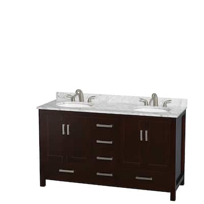 Wyndham Collection Sheffield 60" Freestanding Vanity Set with Hardwood