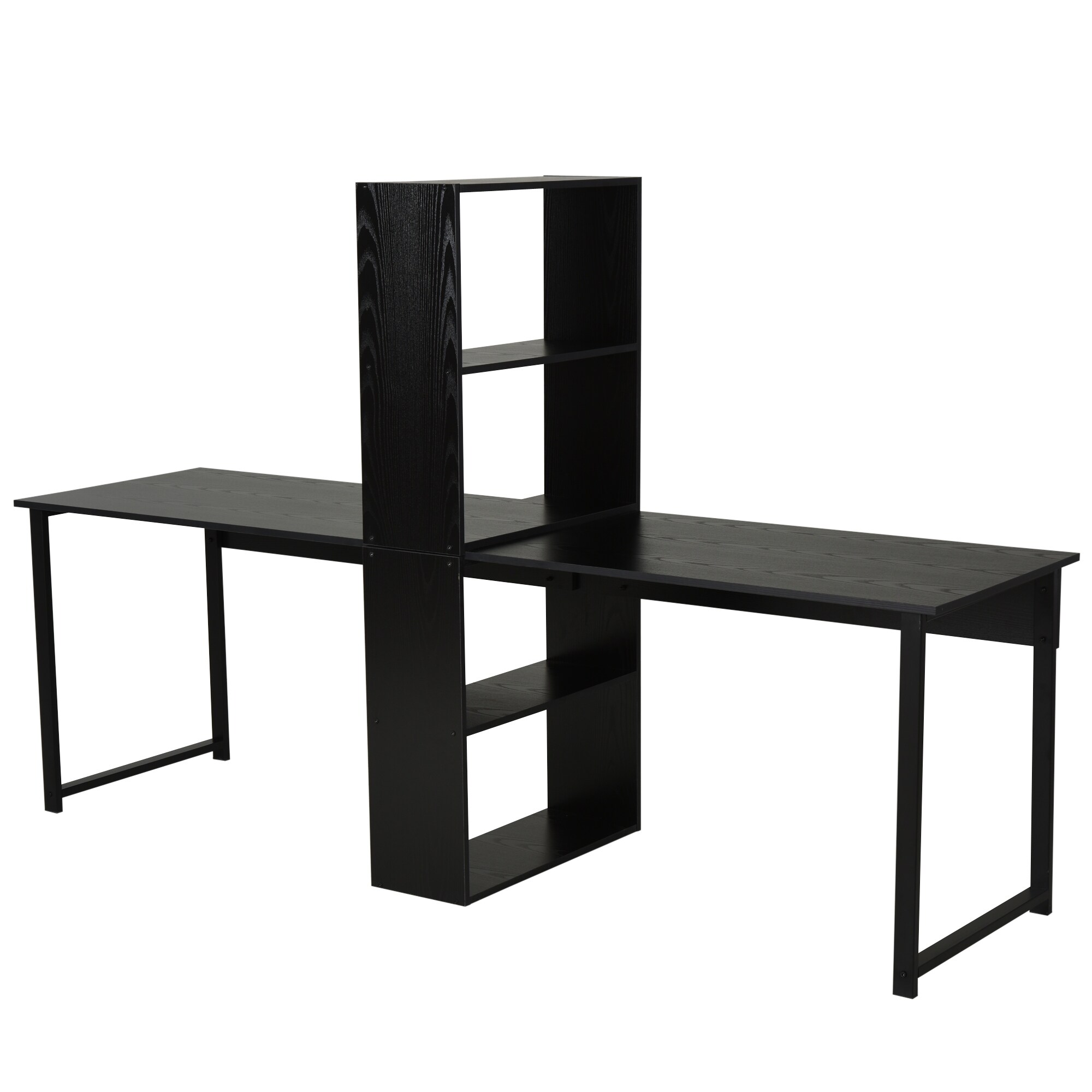 Homcom 88 Extra Long 2 Person Computer Desk W Bookshelf Combo Double Workstation Storage Unit Home Office On Sale Overstock 31690843