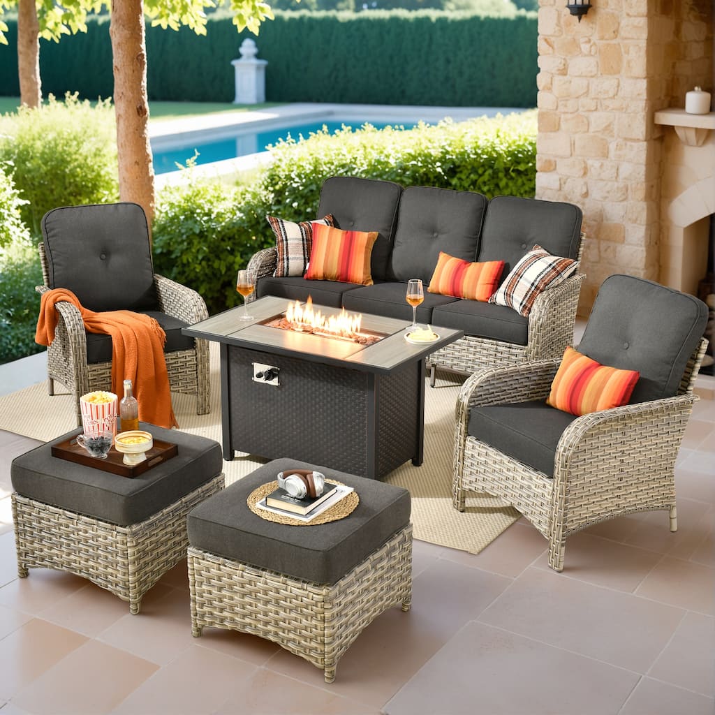 XIZZI Outdoor Patio Furniture Conversation Set with Fire Table
