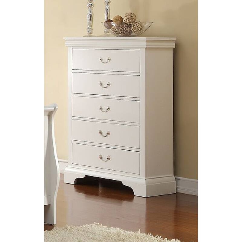 Contemporary Style,Bedroom Tall Chest Of Five Drawers,Solid Wood Storage Shelves,Sturdy Construction