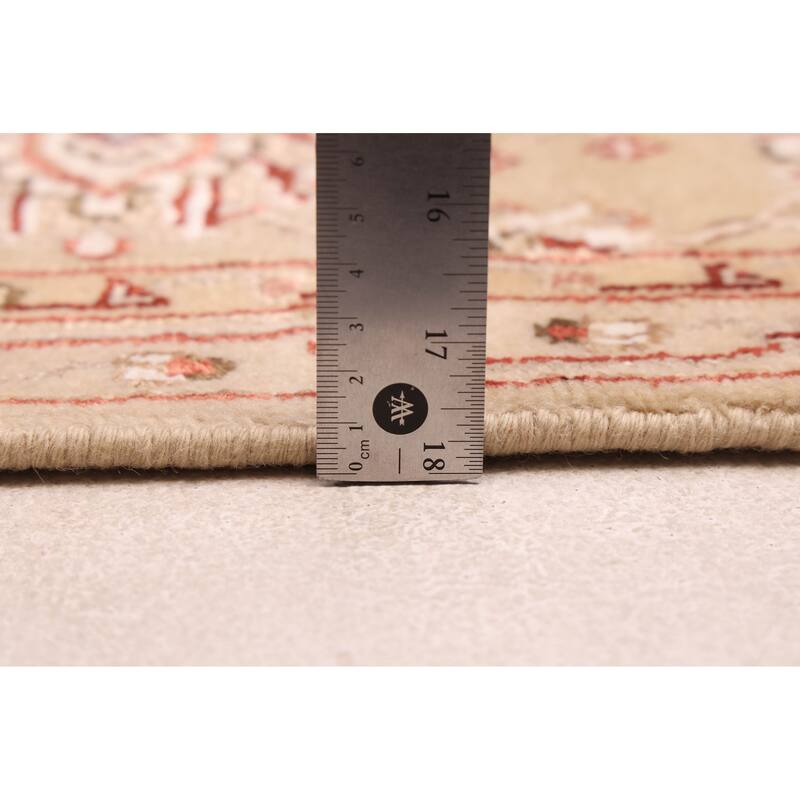 ECARPETGALLERY Hand-knotted Mirzapur Light Khaki Silk, Wool Rug - 5'6 x 7'11