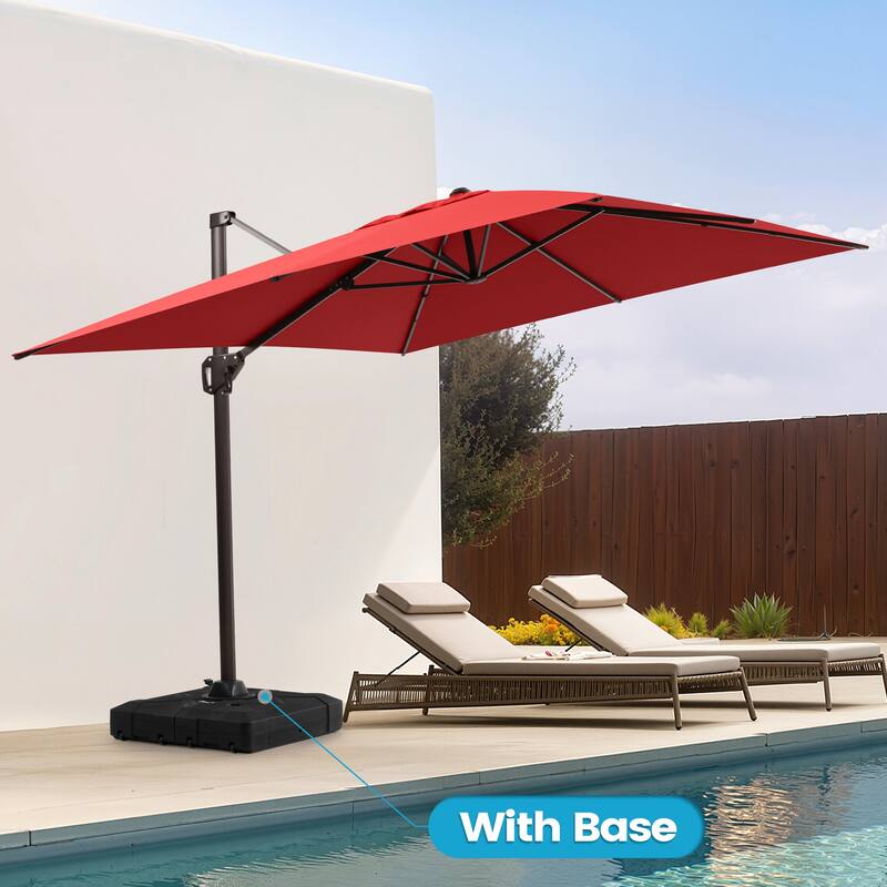 11 x 9 FT Outdoor Patio Offset Cantilever Umbrella with Base