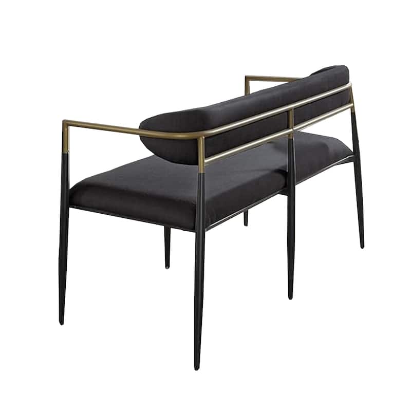 Chenille Upholstered Dining Bench with Tapered Legs in Black