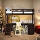 preview thumbnail 19 of 45, Modern Twin Size Loft Bed With Drawers,Cabinet,Shelves and Desk,Sturdy Construction Espresso
