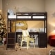 preview thumbnail 2 of 12, Twin Size Wooden Loft Bed With Drawers,Cabinet,Shelves and Desk for Home