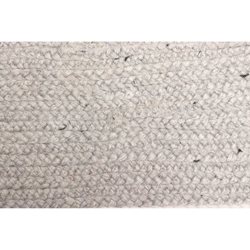 ECARPETGALLERY Braid weave Sienna Light Grey Wool Rug - 3'2 x 5'0