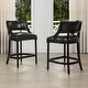 preview thumbnail 48 of 72, Paris Farmhouse Counter and Bar Stool with Backrest Set of 2 - Vintage Black Brown Faux Leather - Counter height