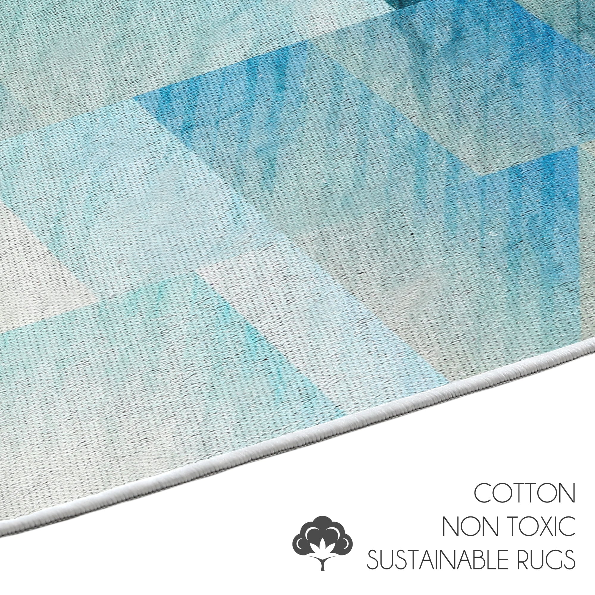 SUSSEXHOME Light Teal Color Geometric Trellis Design Cotton Non