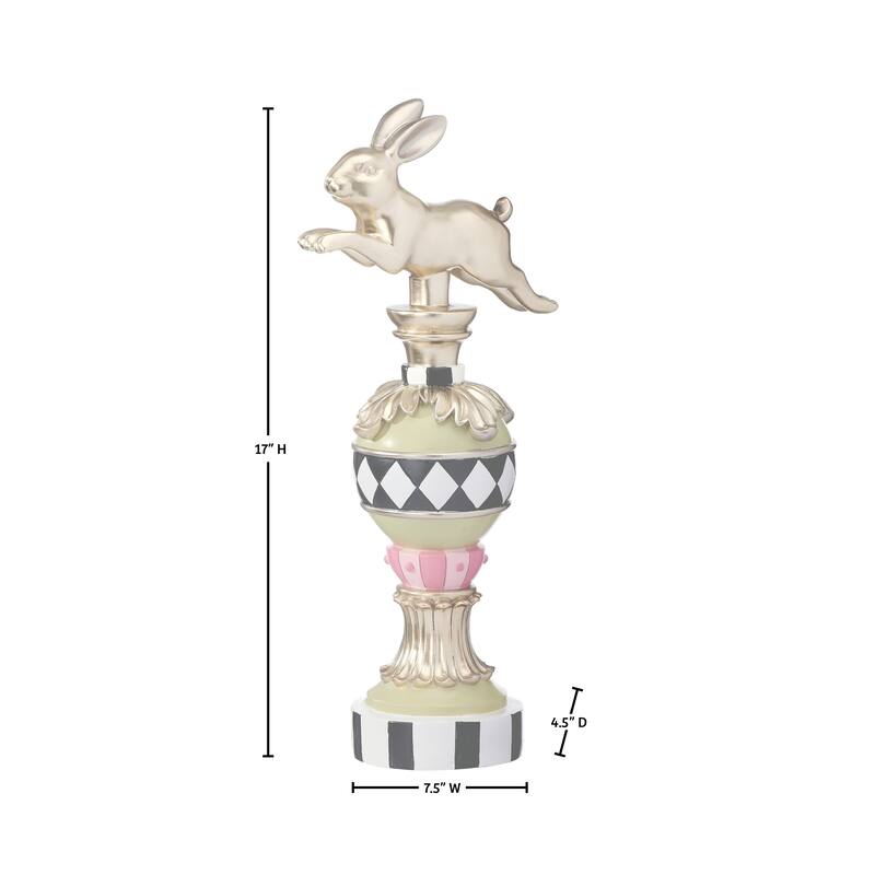 17" Resin Garden Bunny Topiary