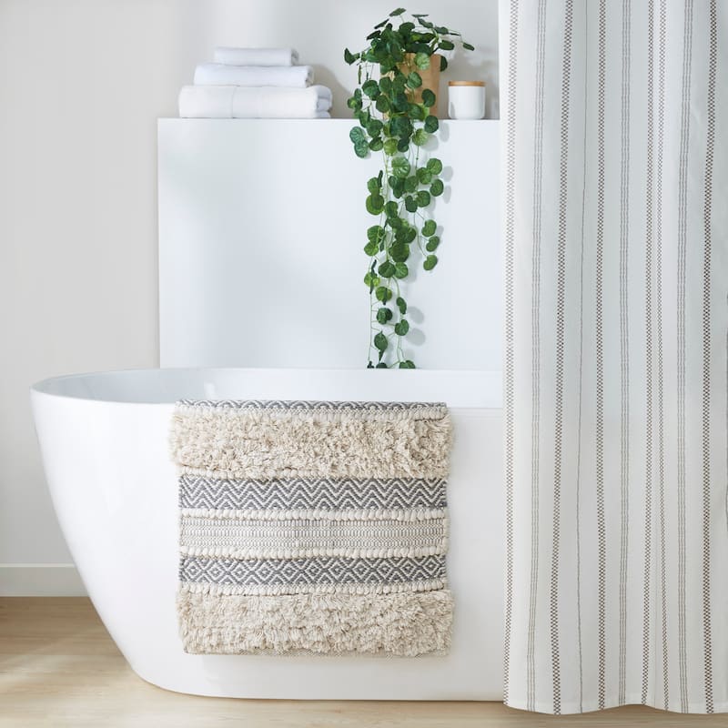 INK+IVY Asher Woven Texture Stripe Bath Rug