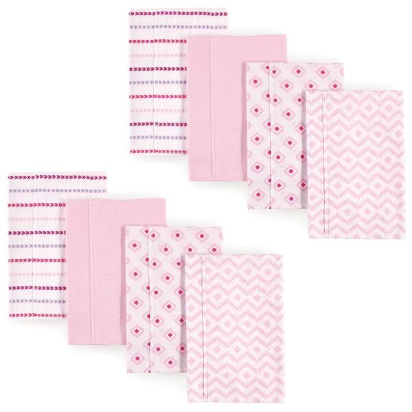 slide 1 of 1, Hudson Baby Infant Girl Cotton Flannel Burp Cloths 8pk, Girl Aztec, One Size - Girl Aztec 8-Pack - One Size