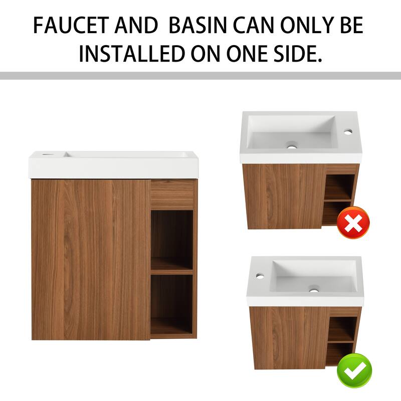20" Floating Bathroom Vanity with Sink, Mini Wall Mounted Bathroom Vanity with Soft Close Door