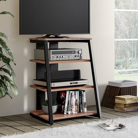 FITUEYES 4-Tier Wooden TV Stand Component Cabinet AV Media Stand