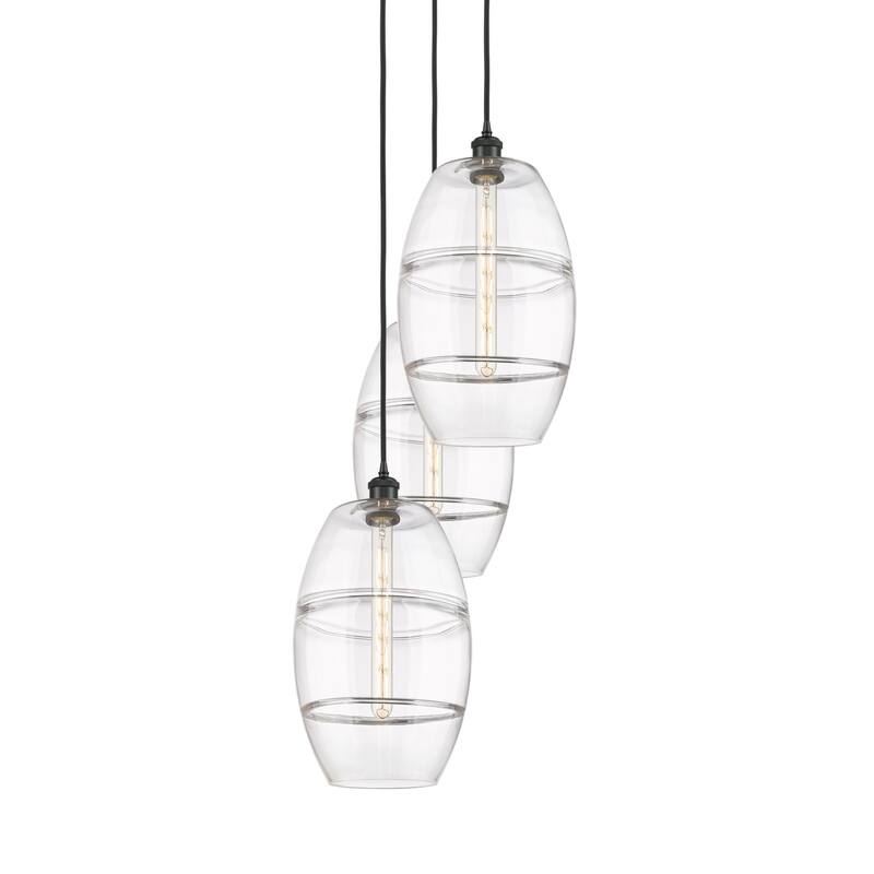 Innovations Lighting 113B-3P-56-17 Vaz Pendant Vaz 3 Light 17" Wide - Matte Black / Clear