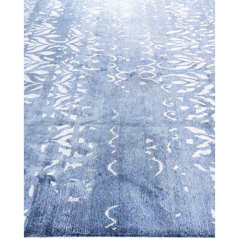 Modern One-of-a-Kind Hand-Knotted Area Rug, Blue - 8' 1" x 10' 3"