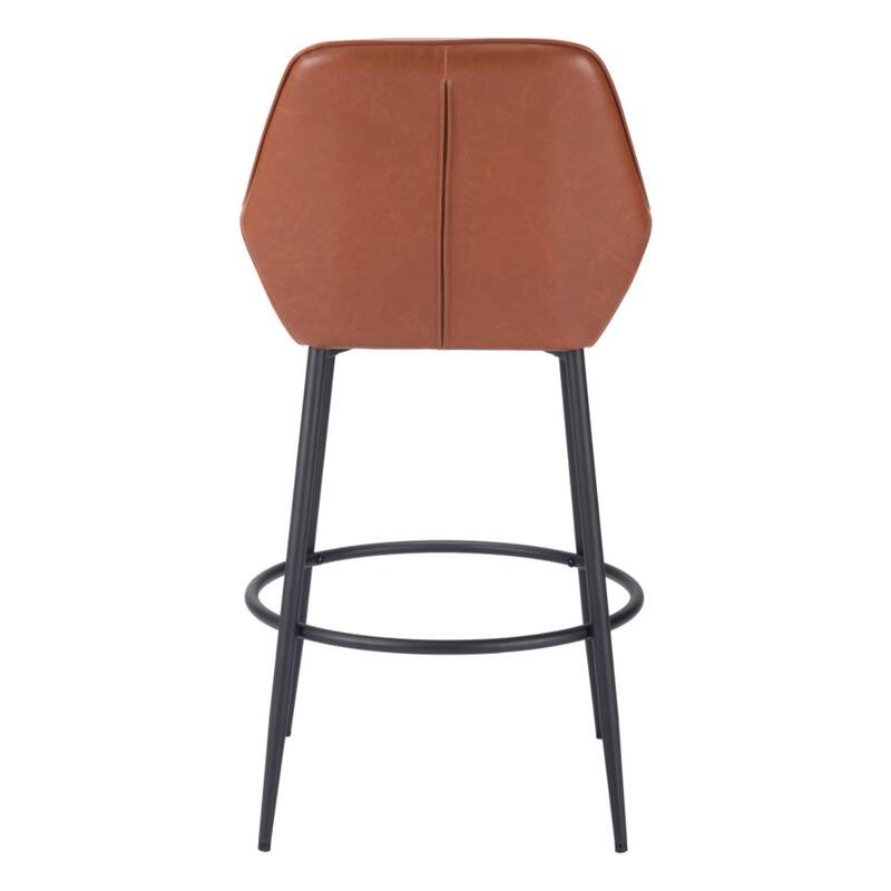 Set of 2 Faux Leather Bar Stools with Armrests and Steel Frame