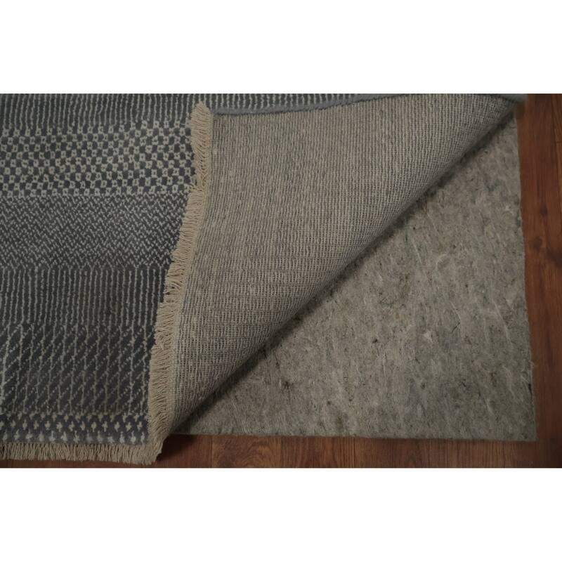 Hand Knotted Oriental 100% Wool Carpet Modern Geometric Greys & Charcoal Contemporary Area Rug - 8' 0'' X 4' 9''
