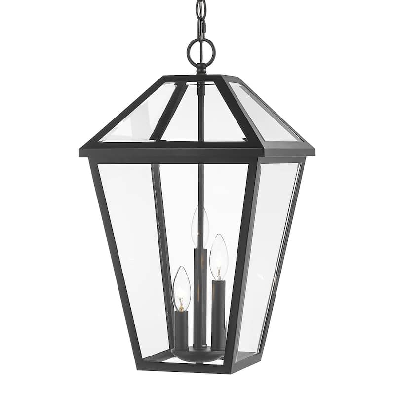 Roseto ZP37345 Calvin 3 Light 12" Wide Outdoor Taper Candle Pendant - Black