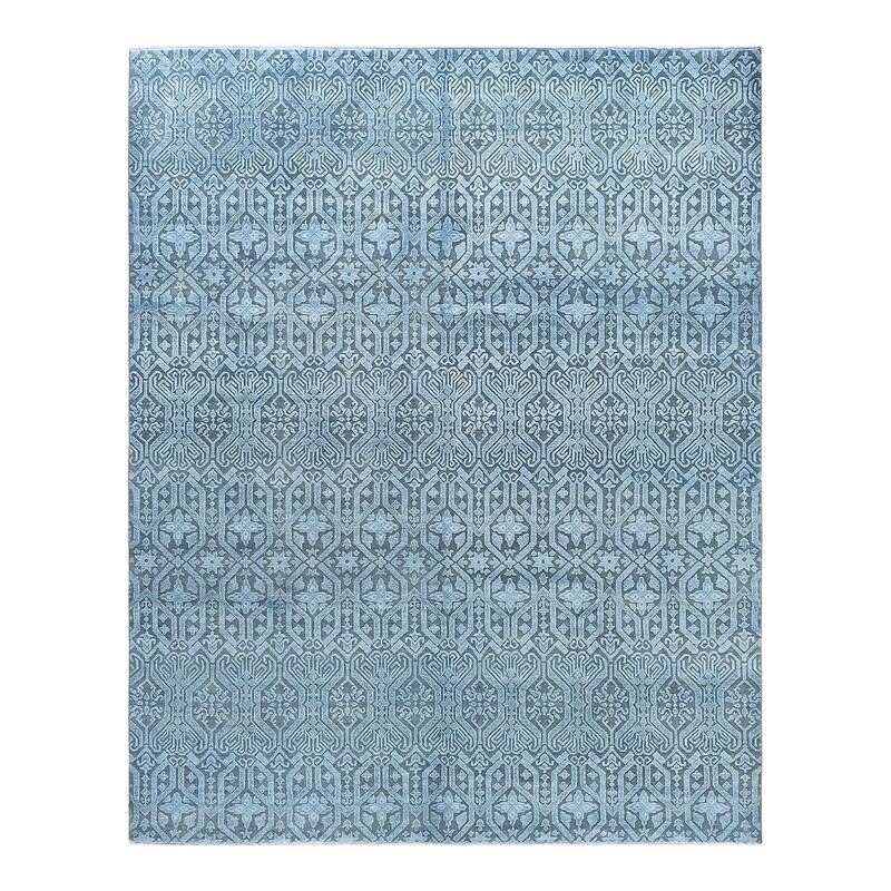 Ikat One-of-a-Kind Hand-Knotted Area Rug - Gray, 7' 10" x 9' 10" - 7' 10" x 9' 10"