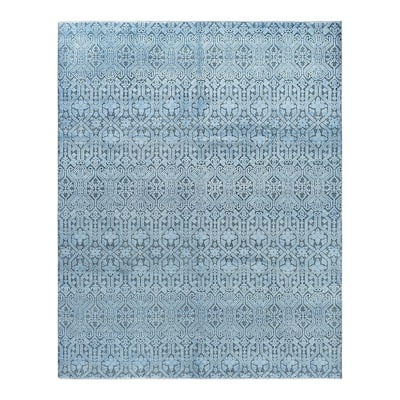Ikat One-of-a-Kind Hand-Knotted Area Rug - Gray, 7' 10" x 9' 10" - 7' 10" x 9' 10"