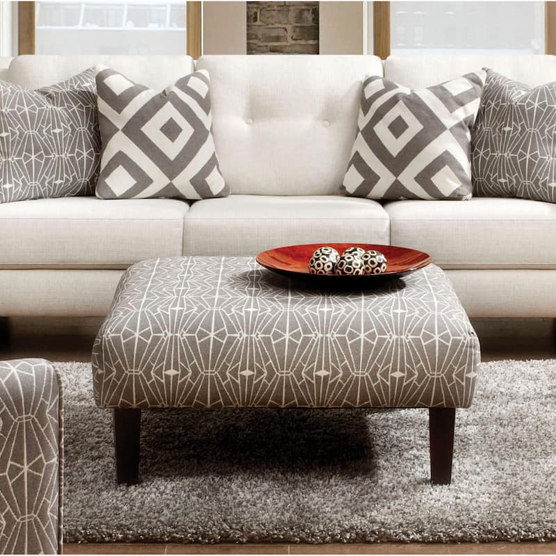 Cara Contemporary Taupe Fabric Cocktail Ottoman by Furniture of America