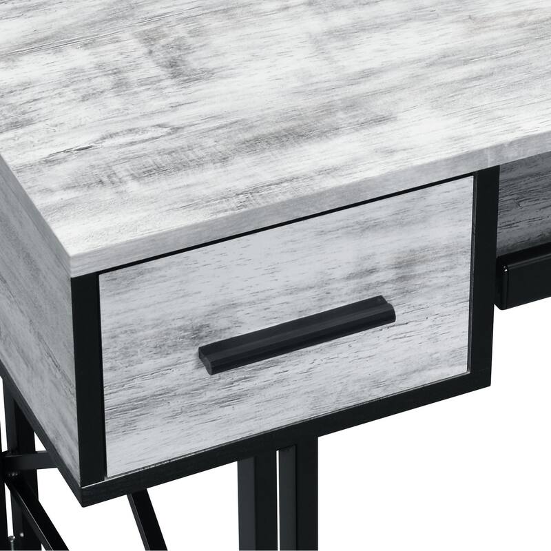 Settea Antique White & Black Finish Computer Desk