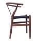 preview thumbnail 28 of 47, Woven Wood Armchair with Arms Open Y Back Mid Century Modern Office Dining Chairs Black Seat Kitchen Bedroom Organic Rattan