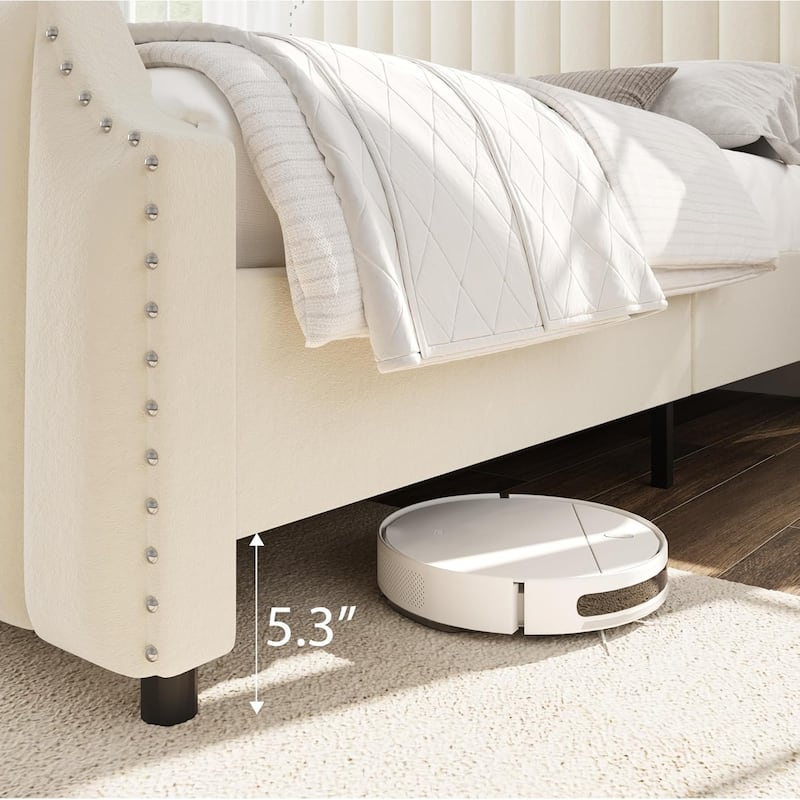Bed Frame with 50.2" Headboard, Upholstered Platform