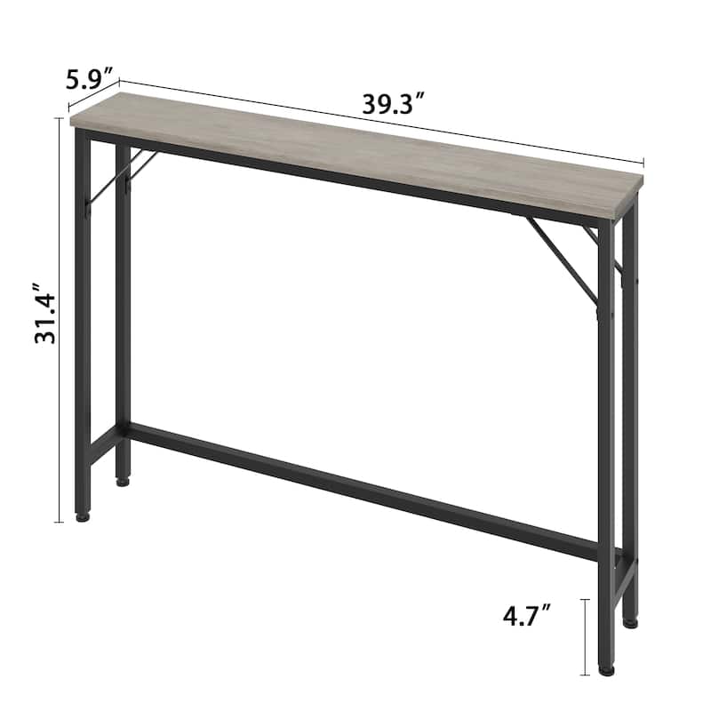 5.9" Narrow Sofa Table, Skinny Console Table with Storage