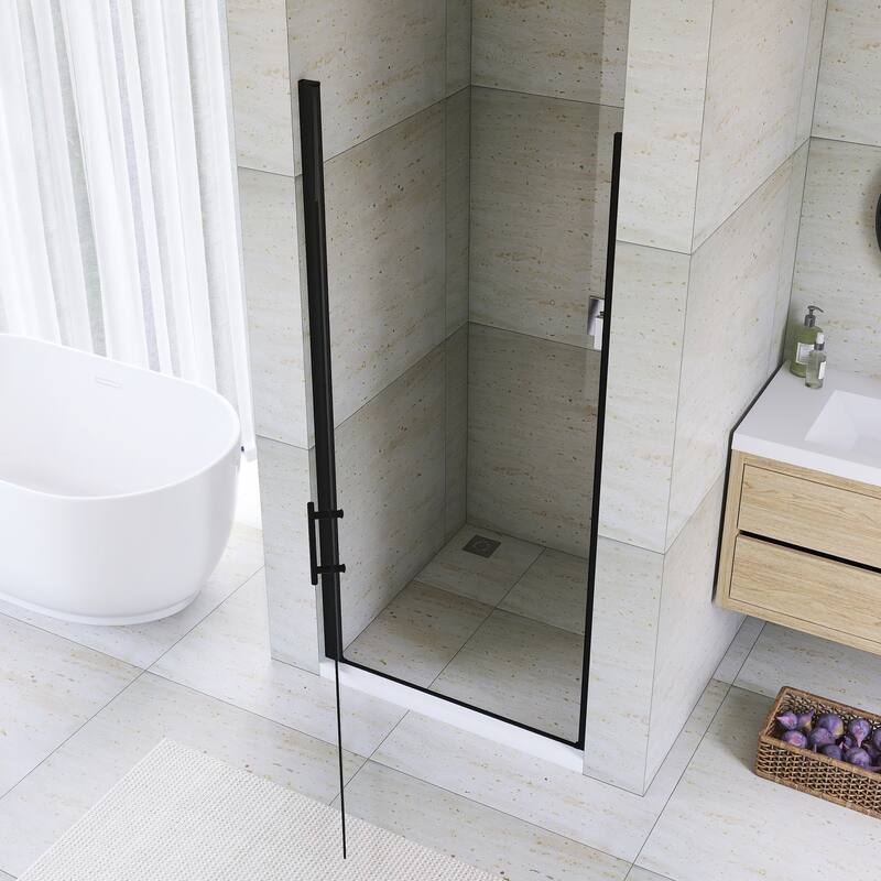 Pivot Semi-Frameless Shower Door in Matte Black Finish