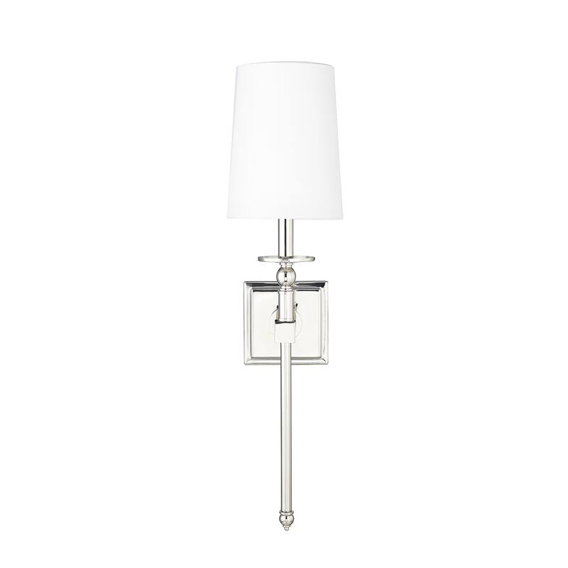 Millennium Lighting 1 Light 26 inch Wall Sconce with White Linen Shade - Polished Nickel