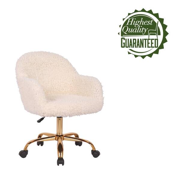 Porthos Home Quiana Swivel Office Chair Shaggy Upholstery Gold Legs Overstock 31423570