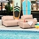 preview thumbnail 4 of 6, Jaxx Vada Outdoor Sun Lounger Loveseat Luxurious Modular Double Chaise and Conversation Nook - 72" W x 79.5" D x 25.5" H