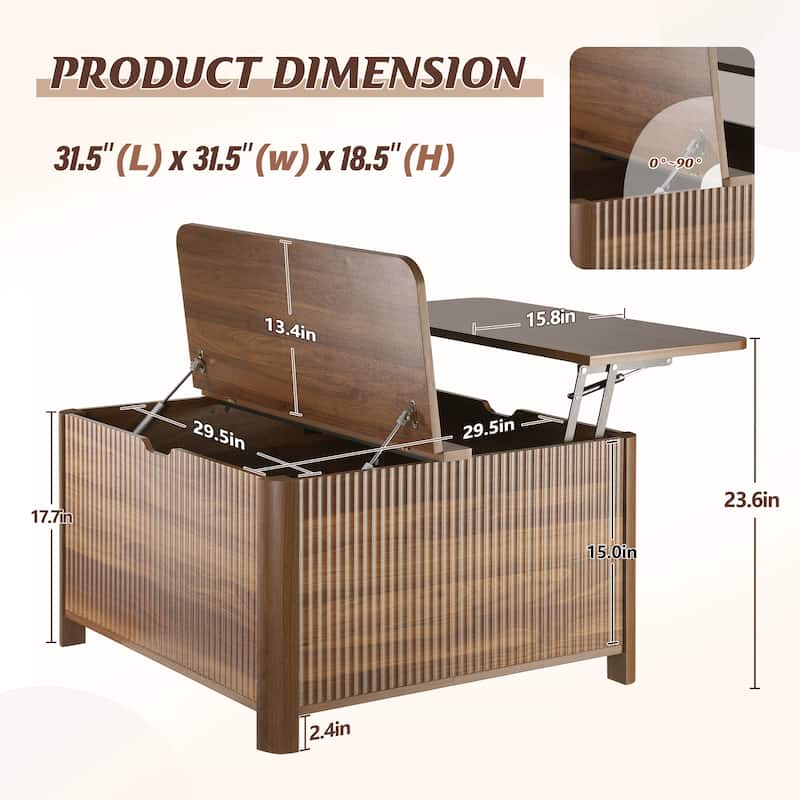Squre Coffee Table with Large Capacity Storage