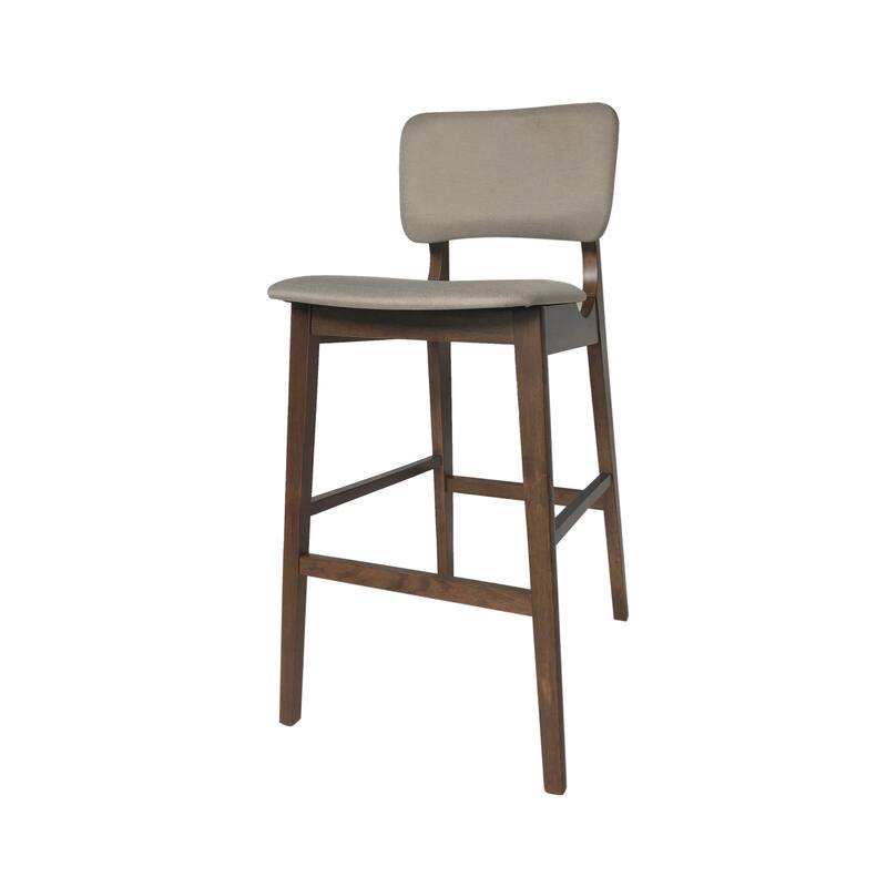 Mid-Century Modern Bar Stools With Soild Rubber Wood Frame, Set Of Two