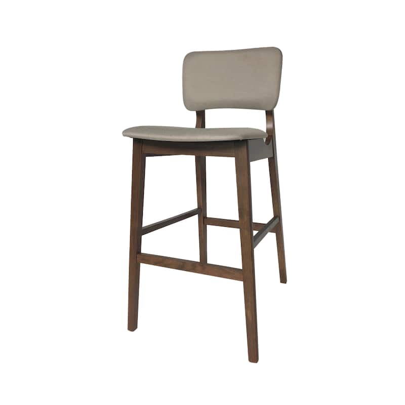 Modern Set of 2 Bar Stools with Padded Backrest, Upholstered Seat, Wooden Frame, Footrest, for Bar Dining Room Living Room