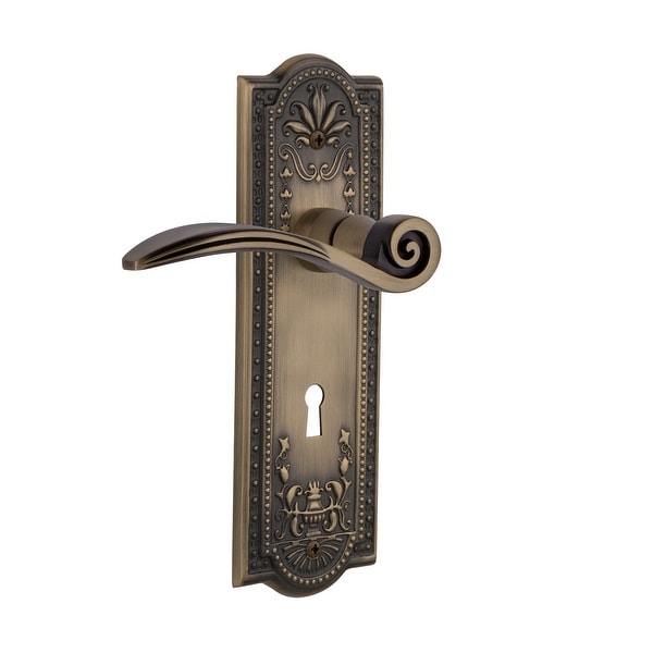 Nostalgic Warehouse MEASWN_SD_KH_RH Swan Right Handed Non-Turning One-Sided Door Lever with Meadows Rose and Decorative Keyhole