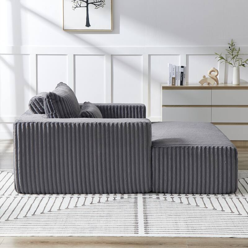 Corduroy Sponge Sofa Lounge Chair with Removable footrest