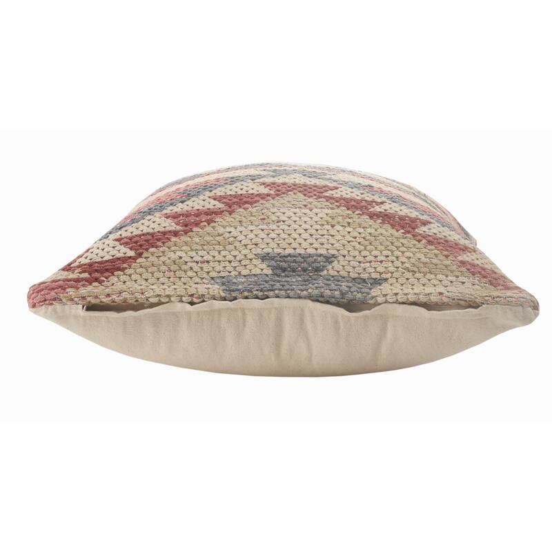 18" Pink and Gray Eclectic Southwestern Square Throw Pillow